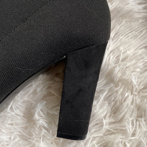 Women’s sz 9 pointed toe stacked heels black sock business casual ankle booties - Picture 7 of 9